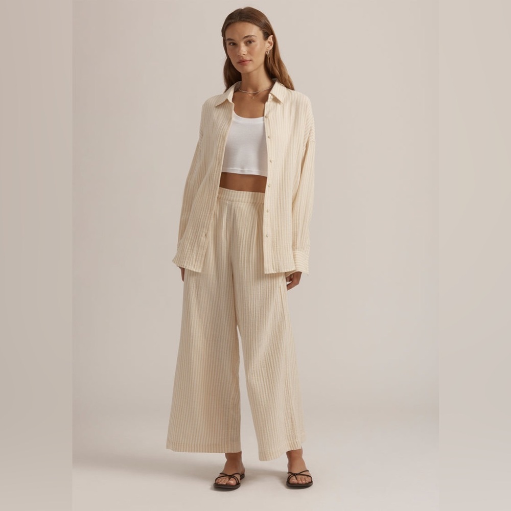 MATCHING SET Favorite Daughter gauze cropped wide leg pant and button down shirt